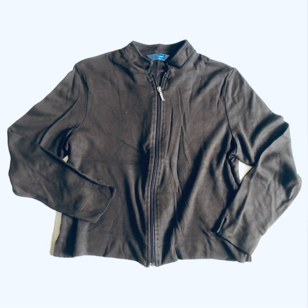 Westbound Brown Zippered Knit Jacket Sz LP